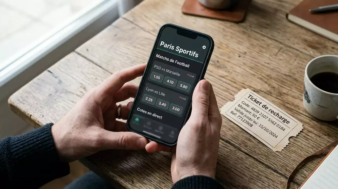 Application mobile de paris sportifs avec dépôt Paysafecard sur smartphone