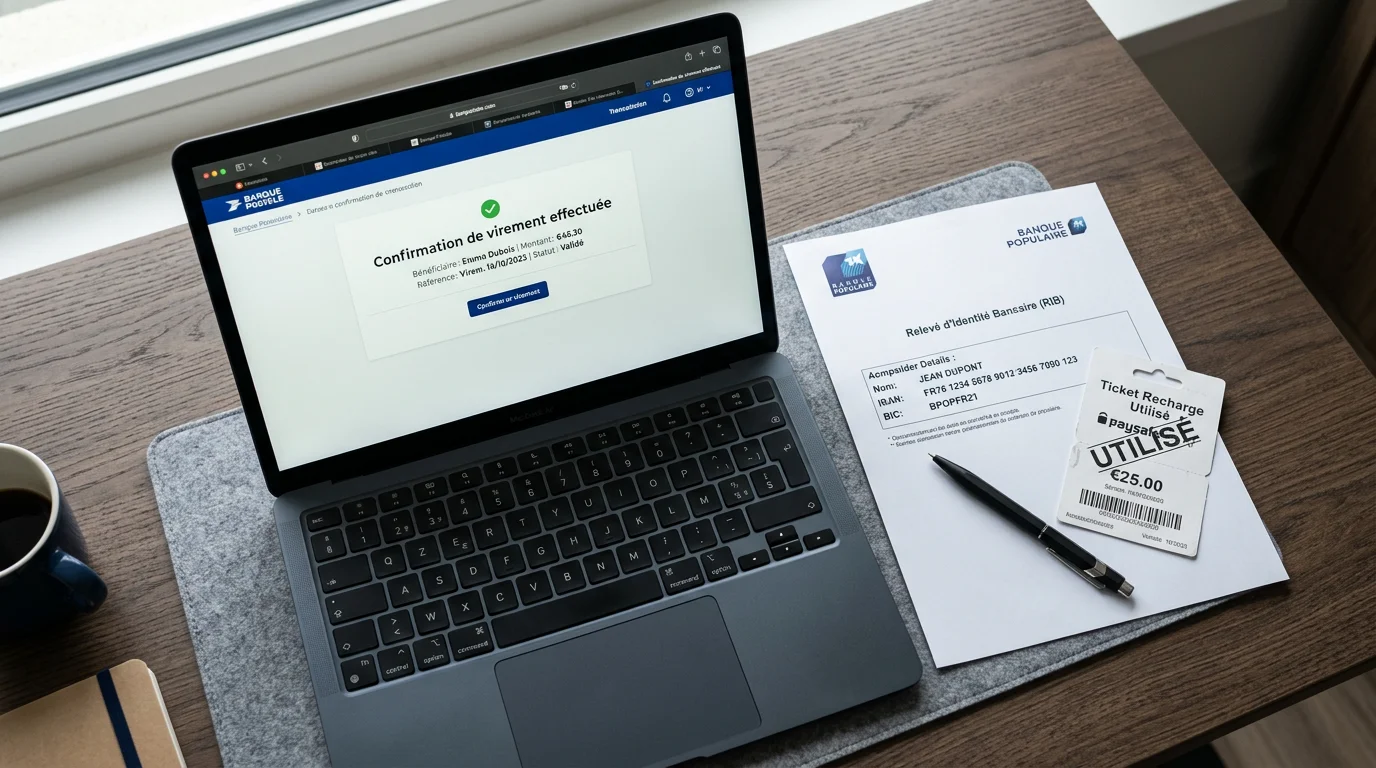 Processus de retrait des gains par virement bancaire après un dépôt Paysafecard